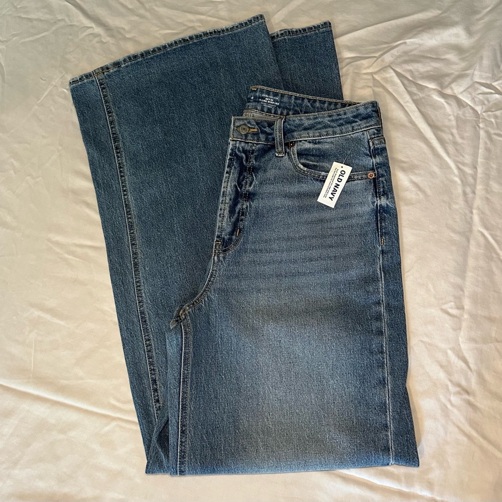 NWT Old Navy Jeans: Extra High Rise Sky-Hi A Line Wide Leg, Womens size 10 Tall